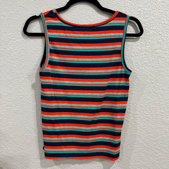 Promesa Boutique Raw Hem Striped Summer Cotton Tank Top Size Small - Picture 2 of 4